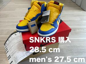 SNKRS購入 新品未試着 28.5cm Nike WMNS Air Jordan 1 High OG Game Royal and Varsity Maize FD2596-700 メンズ だと27.5cm