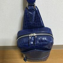 JRA マットクロコダイル　メンズ　肩がけ・ボディバッグ　ネイビー_画像6