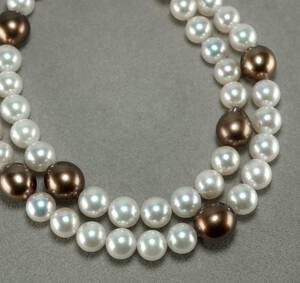 ^ natural Tahiti pearl rare chocolate color top class 9.8mm Akoya pearl 7.3mm SV 43cm necklace gem jewelry jewelry