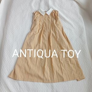 【訳あり】ANTIQUA TOY　薄手　袖なし　ひざ丈ワンピース　イエロー 　ノースリーブワンピース