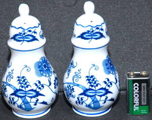 ☆未使用品☆保管品☆Blue Danube☆ブルーダニューブ☆ブルーオニオン☆陶器☆マイセン模様☆ソルト＆ペッパー☆調味料入れ☆ペアセット