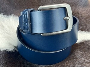 skystore*CB-537A original leather meat thickness blue oil leather stitch loop futoshi leather belt recommended!!