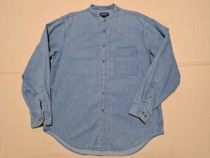 ■【◎珍品◎】90’s～♪VINTAGE USA製 LANDS’ END (ランズエンド) バンドカラー デニムシャツ オールド DENIM 【L～XLサイズ相当】■