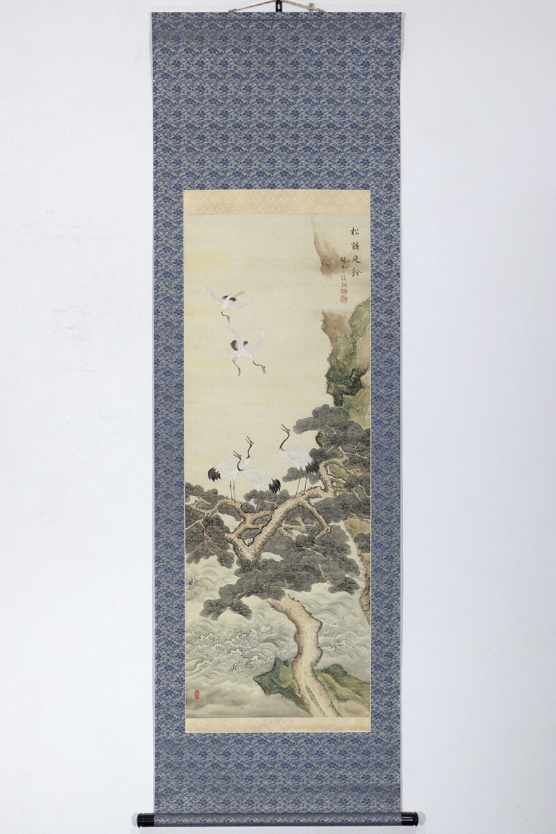 【江户动物画】挂轴山茶花椿山翔鹤圆礼双盒江户时代后期文人画家金子金良, 渡边香山的弟子画, 艺术品, 书, 幛