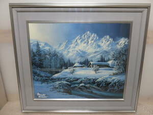 Art hand Auction 真作 人見友紀 タイトル不明 雪山 雪景色 冬 雪 山 田舎 油彩 12号 真作保証, 絵画, 油彩, 自然, 風景画