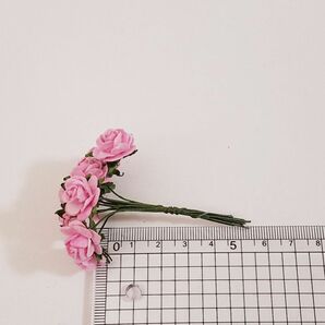 造花[ミニ・ペーパーフラワー バラ（ピンク #120） 直径約15mm 50本] ハンドメイド リース アートフラワー コサージュの画像4