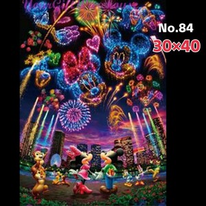 ダイヤモンドアートキット NO.84★四角 スクエアビーズ★30×40cm★ダイアモンドアート★ディズニー ミッキー ミニー 花火