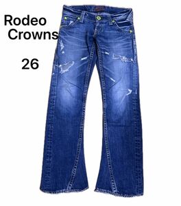 RodeoCrowns ロデオクラウンズ　ジーンズ デニム パンツ ダメージ加工　レディース　26 美品　M〜L