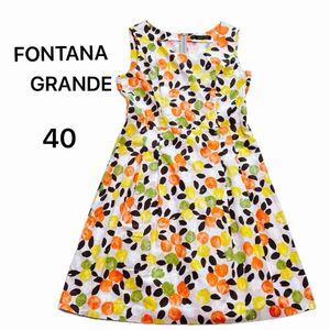 美品　FONTANA GRANDE フォンタナグランデ　ワンピース　花柄　40 L レディース　スカート　ひざ丈　ノースリーブ