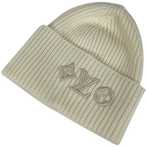 ルイ・ヴィトン Louis Vuitton ビーニー LV ヘッドライン ニット帽 メンズ 帽子 ニットキャップ ウール ブロン(ホワイト) レディース 中古