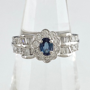  alexandrite te The Yinling g platinum ring mere diamond ring 14.5 number Pt900 alexandrite diamond lady's [ used ]