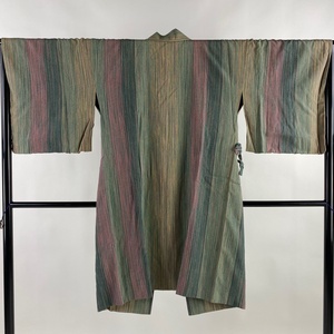  door garment length 104cm sleeve length 65cm M Japanese clothes coat . green silk beautiful name of product goods [ used ]