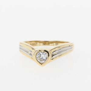 Сердечный мотив дизайн кольцо платина Yg желтое золото кольцо с бриллиантовым кольцом № 8 Pt900 K18 Diamond Ladies [Используется]