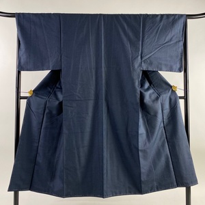  man kimono length 145.5cm sleeve length 68cm L. turtle .. navy blue color silk super goods [ used ]