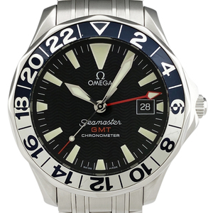 オメガ OMEGA シーマスター 300 GMT 50周年記念モデル 2534.50 腕時計 SS 自動巻き ブラック メンズ 【中古】