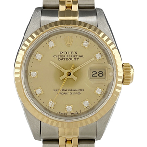 ロレックス ROLEX デイトジャスト 10Pダイヤ 69173G 腕時計 SS YG ダイヤモンド 自動巻き シャンパンゴールド レディース 【中古】