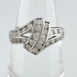 メレダイヤ デザインリング プラチナ 指輪 リング 15.5号 Pt850 ダイヤモンド レディース 【中古】