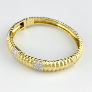 mere diamond design bangle YG yellow gold arm wheel bangle 750 lady's [ used ]