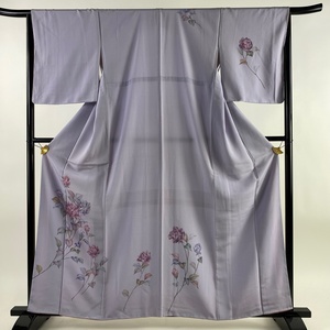 付下げ 身丈161cm 裄丈65.5cm M 袷 枝花 薄紫 正絹 優品 【中古】