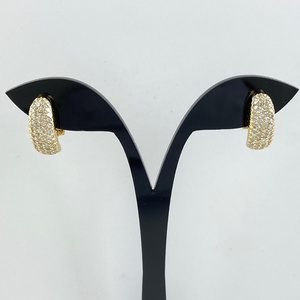 mere diamond design earrings YG yellow gold earrings K18 diamond lady's [ used ]