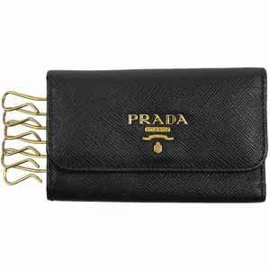 プラダ PRADA ロゴ ６連 キーケース キーホルダー キーフック キーケース サフィアーノレザー ネロ（ブラック） レディース 【中古】