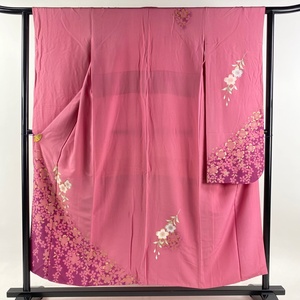 振袖 身丈150cm 裄丈62cm S 袷 鈴乃屋 桜 金彩 ピンク 正絹 秀品 【中古】