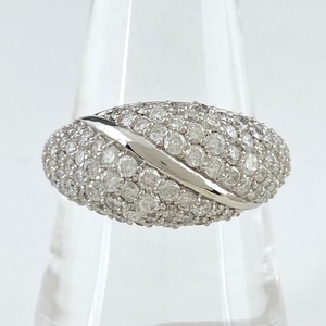 メレダイヤ デザインリング プラチナ 指輪 リング 17号 Pt900 ダイヤモンド レディース 【中古】