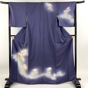 付下げ 身丈167cm 裄丈64.5cm M 袷 枝花 ぼかし 紫 正絹 美品 優品 【中古】