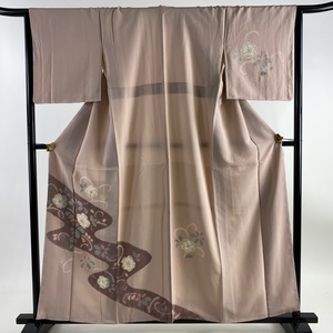 付下げ 身丈159cm 裄丈65cm M 袷 辻が花柄 絞り 薄ピンク 正絹 秀品 【中古】