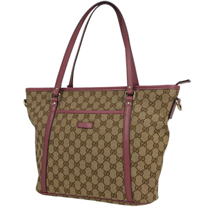 グッチ GUCCI GG柄 トートバッグ ショルダーバッグ 肩掛け ロゴ トートバッグ GGキャンバス ブラウン ピンク 388929 【中古】