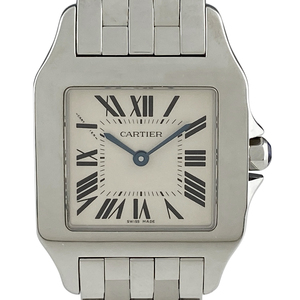 カルティエ CARTIER サントス ドゥ モワゼル LM W25065Z5 腕時計 SS クォーツ アイボリー メンズ 【中古】