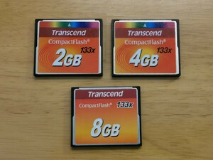 Transcend　トランセンド　コンパクトフラッシュ CFカード ３枚セット　2GB 4GB 8GB フォーマット済み