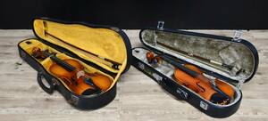EY4-56 現状品 ミニバイオリン 2点まとめ ケース付 | 詳細不明 楽器 弦楽器 アンティーク 保管品 
