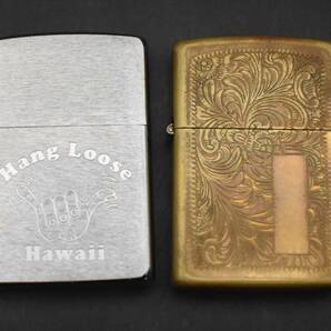 F4-28 zippo 2点まとめ オイルライター 喫煙グッズ ジッポー 唐草模様 Hwaii 着火未確認 保管品の画像2