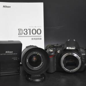 W4-115 【動作品】 Nikon D3100 ニコン ボディ デジタルカメラ 一眼レフ / DX VR AF-S 18-55mm 1:3.5-5.6 レンズ 説明書・充電器付 現状品の画像1