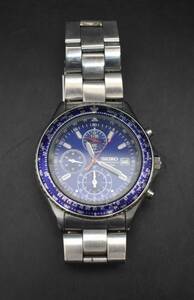 W4-50 SEIKO セイコー パイロット CHRONOGRAPH クロノグラフ 7T92-0CF0 クォーツ 青文字盤 腕時計 メンズ 動作未確認 現状品