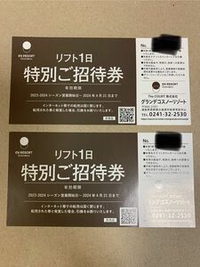 グランデコスノーリゾート 大人一日リフト引換券 2枚セット