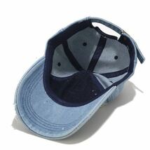 クラッシュデニム キャップ 帽子 メンズ レディース UVカット デニム帽子 ライトブルー_画像4