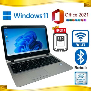 ◇ 新品 SSD 512GB ◇ 6世代 Core i5 ◇ 15.6インチ ◇ Webカメラ ◇ Bluetooth ◇ Office ◇ Win11 ◇ HP ProBook 450 G3 ◇