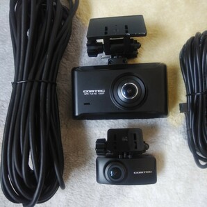 〇コムテックZDR-025のフロントカメラとリアカメラのセット＋シュガー電源コード＋リアカメラとの接続ケーブル＋SDカード16G付の画像1