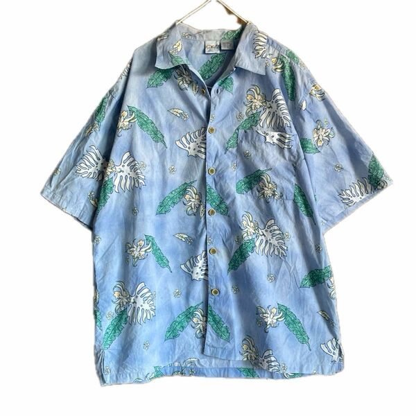 オーシャンパシフィック Ocean pacific アロハシャツ　ハイビスカス柄 ハワイアン　メンズXL