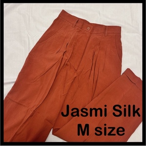 Jasmi Silk タック入りパンツ　テラコッタストライプ　Mサイズ　110