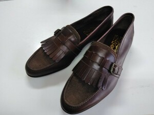FERRAGAMO кисточка туфли без застежки светло-коричневый тон 8 1/2 EE кожа вязаный комбинированный DKSP-038