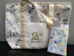 ◇ディズニー 《未使用品》TDS 20周年 トートバッグ ポーチ付き ミッキー＆フレンズほか タグ付き 1H74 【80】