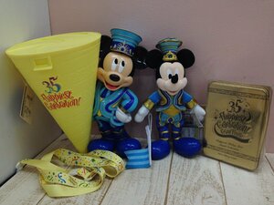 ◇ディズニー 《未開封品あり》TDR 35周年グッズ 3点 ミッキーぬいぐるみ ポップコーンバケット ポストカードセット 4M11 【80】