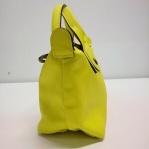 美品 LONGCHAMP ロンシャン 2WAY バック バッグ 鞄 レモン イエロー系 ル プリアージュ エクストラ XS ハンドルバッグ カウハイドレザーの画像4