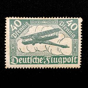 ドイツ帝国発行「LVGシュナイダー複葉機」１９１９年１１月１０日発行 未使用切手