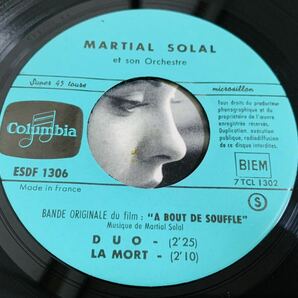 ★オリジナル！Martial Solal / 勝手にしやがれ - A Bout de Souffle サントラ7’ / 仏Columbia原盤7' (ESDF 1306) ジャンリュックゴダールの画像4