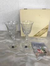 Y 陶器９★昭和レトロ★BOHEMIA ボヘミア CRYSTAL GLASS クリスタルガラス ワイングラス 2点セット ペア ハンドカット 現状_画像1