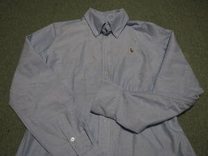 保管品Ralph Lauren ラルフローレン 長袖オックスフォードボタンダウンシャツ　サイズ11　ライトブルー系インパクト21